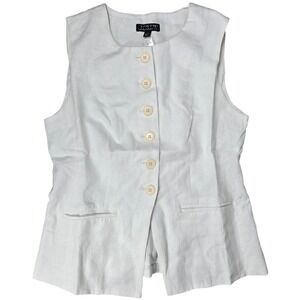 J. Crew Cutaway‎ vest top in linen White CI544 2 NWT Career Sleeveless